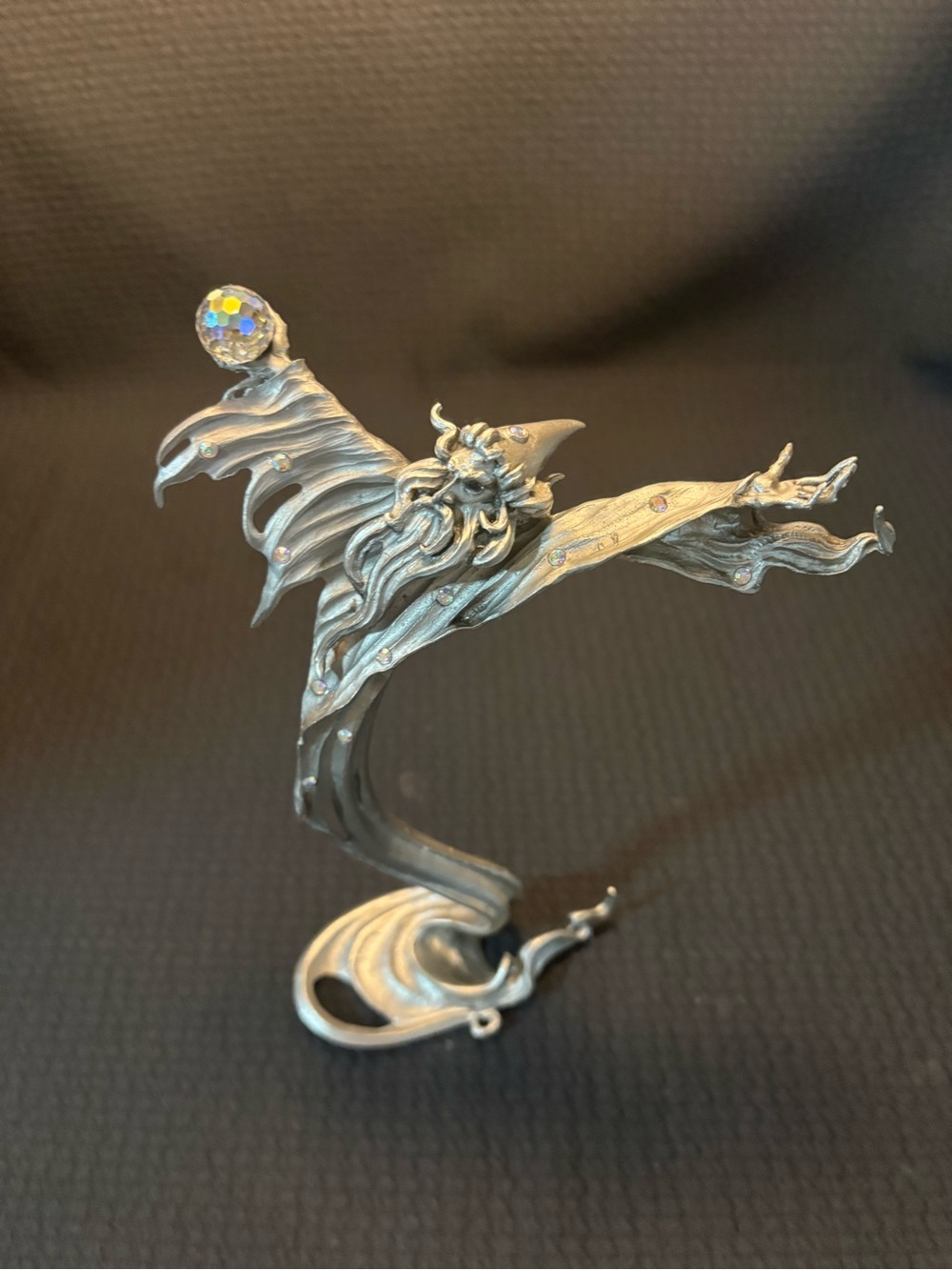 Wizard Figurine Sculpture with Iridescent Orb - Perth Pewter